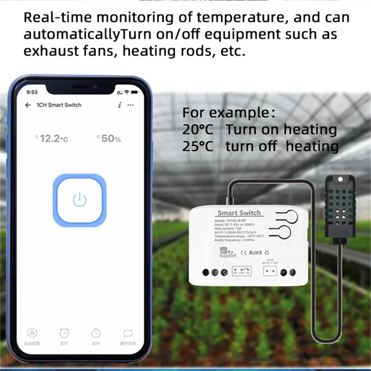 WiFi Smart eWeLink Датчик температуры и влажности 7-32 В Пассивное реле с сухим контактом