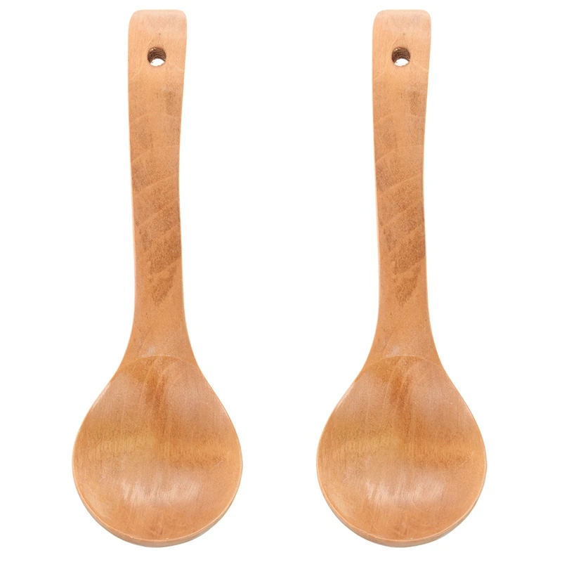 

2X Kitchen Wooden Houseware Polished Rice Paddle Scoop Ladle