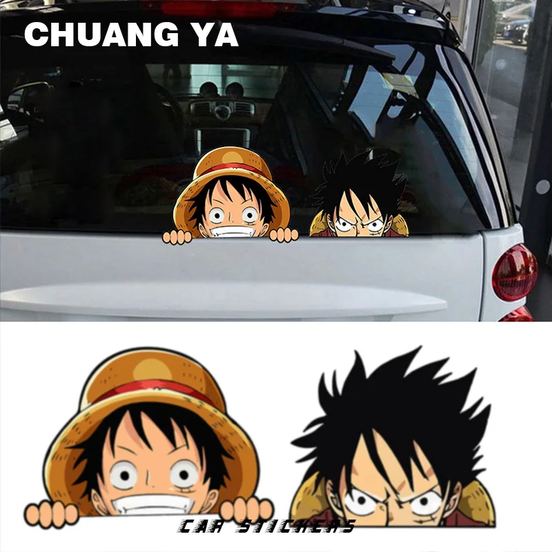 

One Piece Car Stickers Cartoon Anime Luffy Decorative Stickers Glass Body Scratches Cover Bumper Stickers Car Accessories