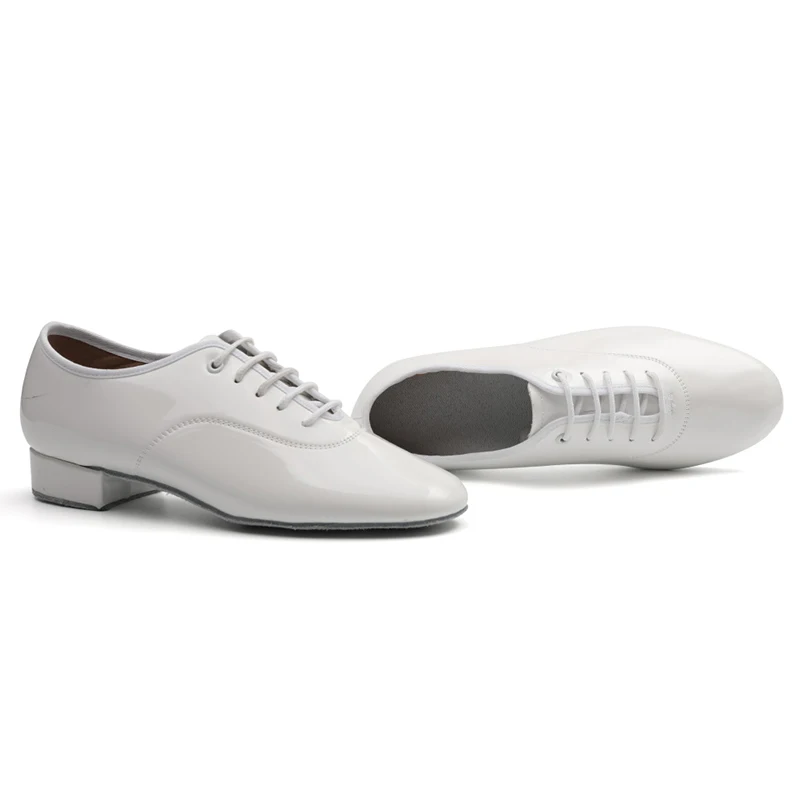 HROYL Latin Dance Shoes for Men Ballroom Salsa Tango Waltz Dancing Shoe Black White Smooth Swing Soft Suede Sole Low Heel