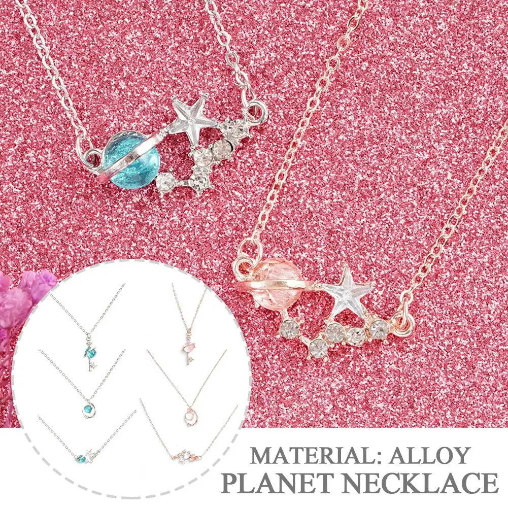 

Universe Planet Saturn Pendant Necklaces for Women Charm Zircon Globe Choker Girl Birthday Summer Jewelry Gift Hot Sale
