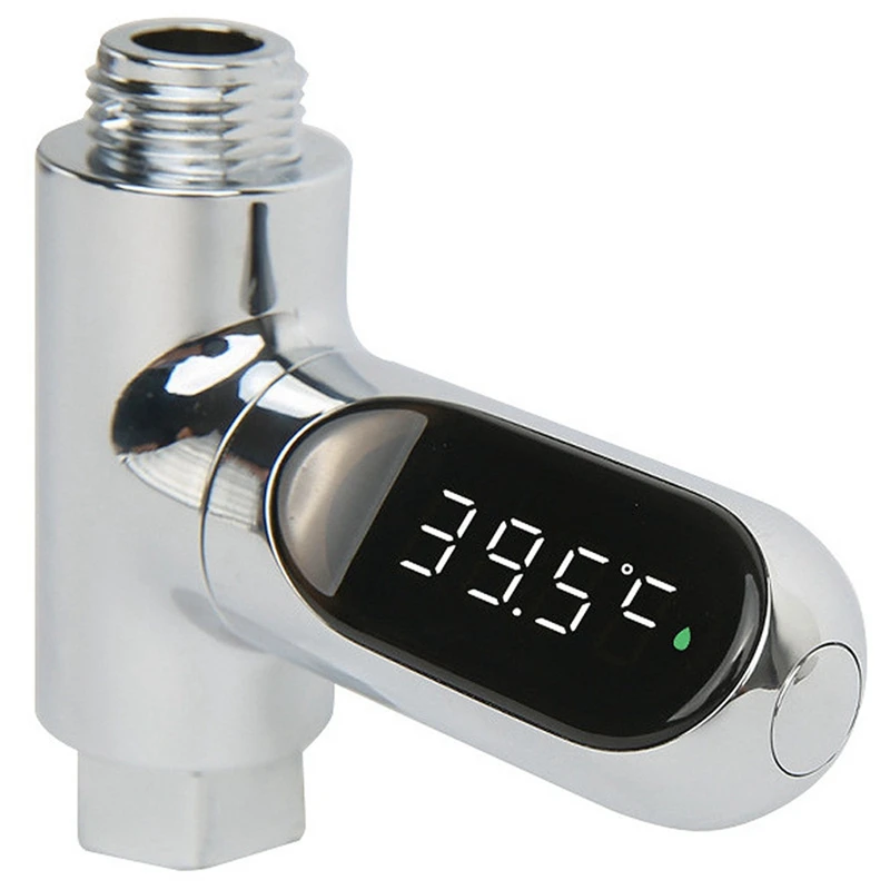 

Metal Water Flow Thermometer Electricity LED Display Home Shower Faucets Water Thermometer Bathing Temperature Meter