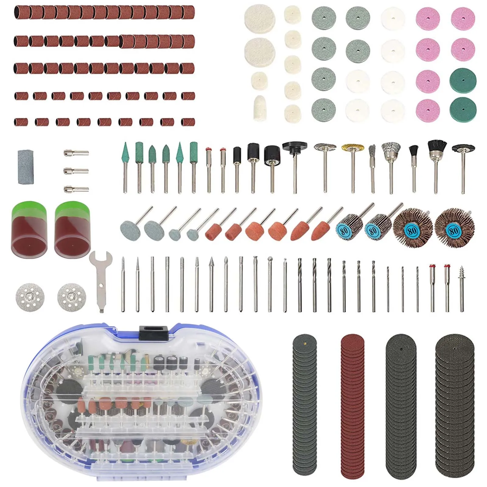 276 Piece Accessories Kit Rotary Tool Universal Fitment For Easy Cutting Grinding Sanding Sharpening Rotary Polishing Wheel