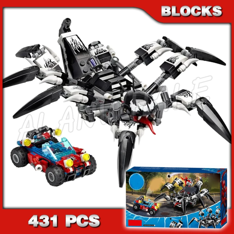 

431pcs Super Fighter Revengers Spider Venom Crawler Iron Hybrid Movable Leg Buggy 11502 Building Block Boy Compatible With Model