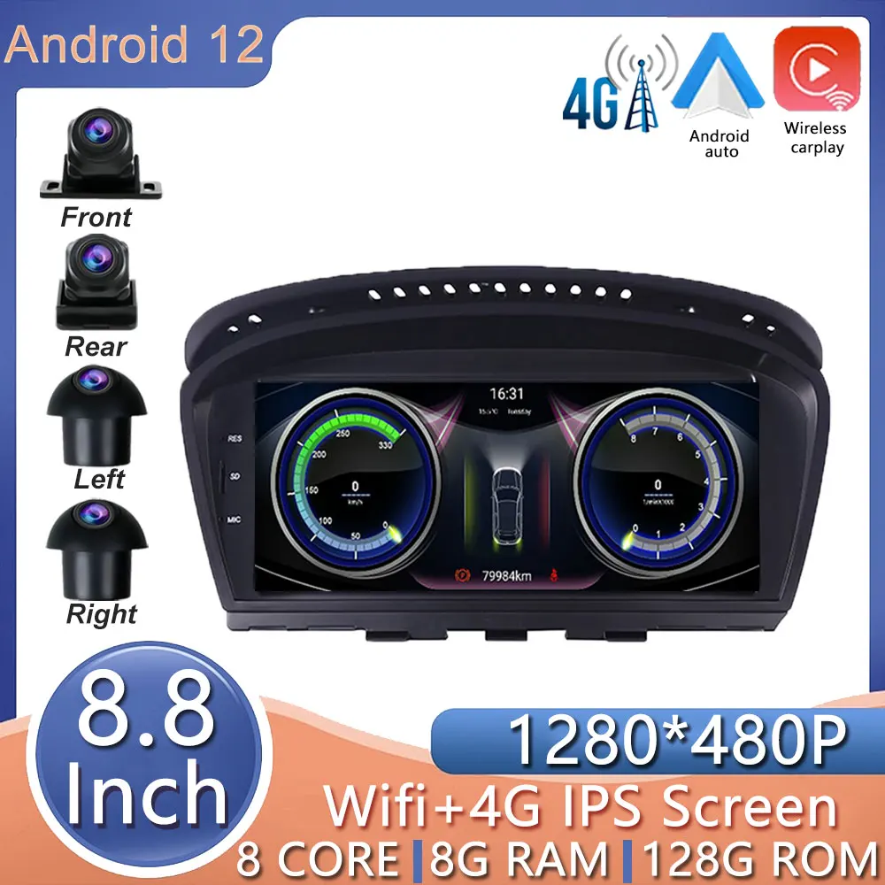 

Android 12 8.8" IPS Screen For BMW E60 E61 E63 E64 E91 E92 CCC CIC System Wireless Carplay Car Player Multimedia Navigation