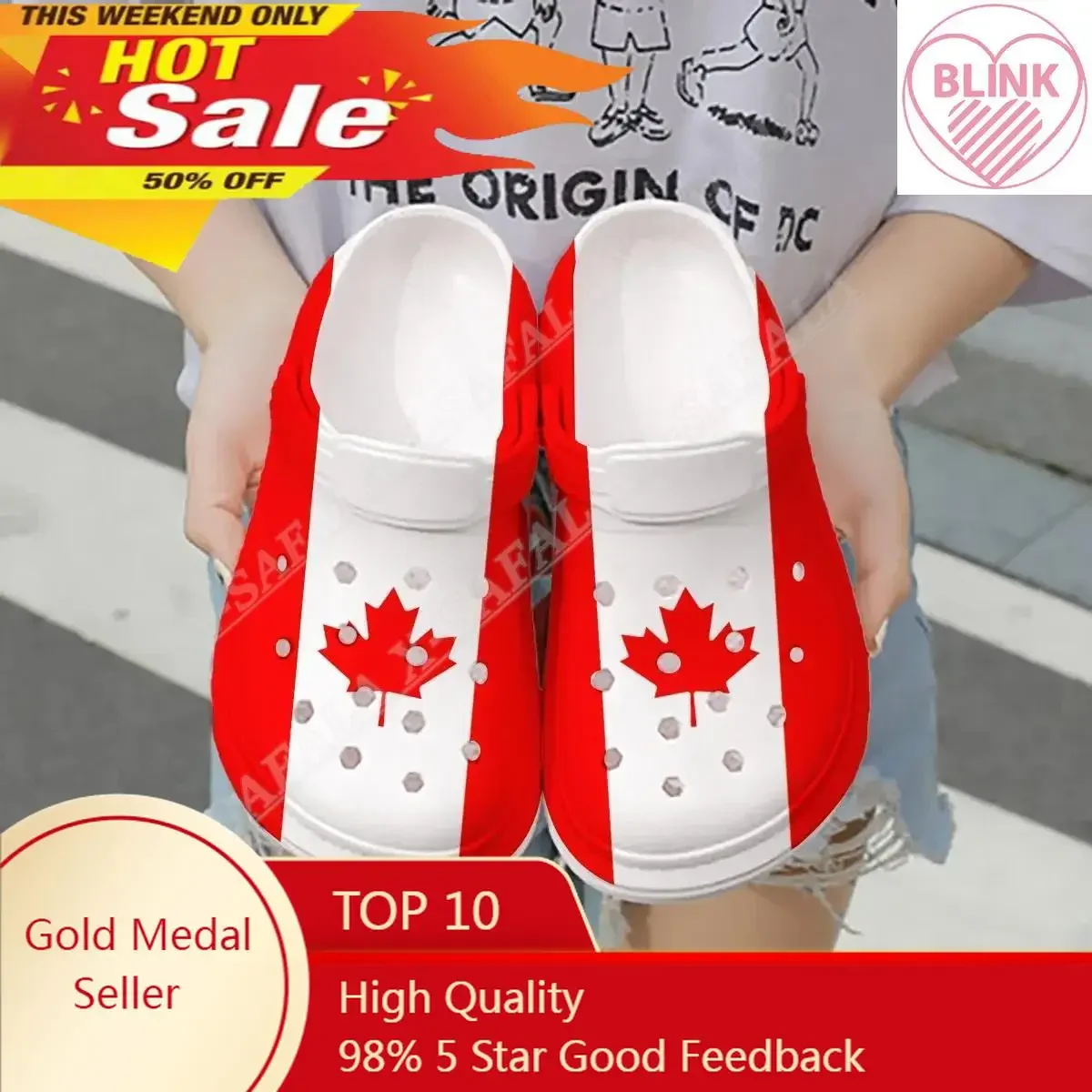 

Классические тапки Love Canada Country для мужчин и женщин, легкие сандалии из ЭВА, с 3D принтом, летняя пляжная обувь для улицы-1