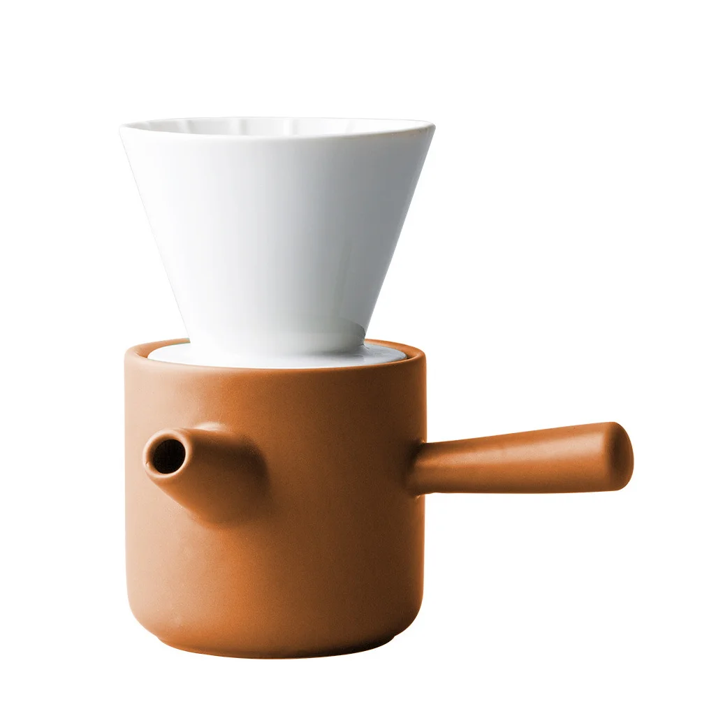 

Ceramic Japanese Style Household Hand-Made Coffee Pot Drip Filter Ceramic Coffee Filter Cup Set Household Portable Amber