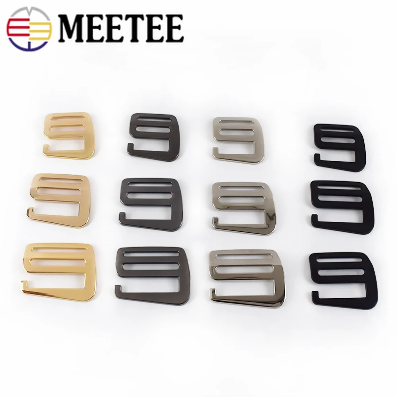 

5Pcs Meetee 19/25/32/38mm Metal Tri-Glide Hook Adjust Buckle Handbag Webbing Strap Slider Hooks Clasp Belt Ring Part Accessory