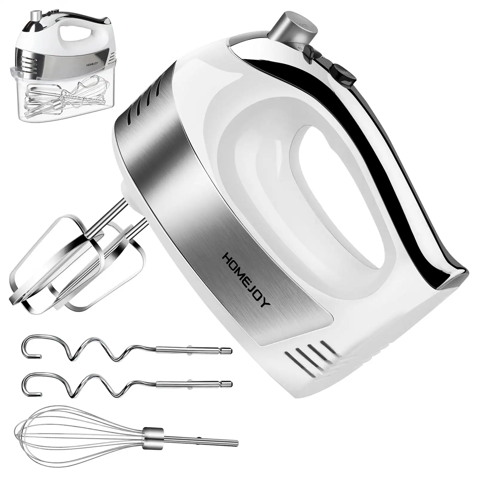 

Hand Mixer Electric, Upgrade 5-Speed Hand Mixer with Turbo,Kitchen Hand Held Mixer with Box,5 Stainless Steel Accessories, for E
