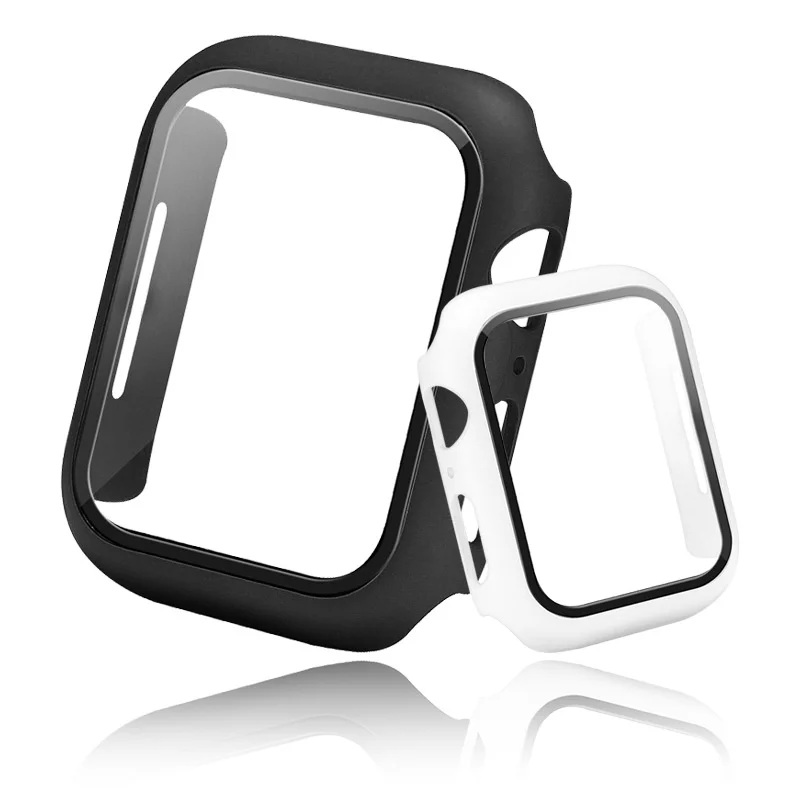 Фото Чехол для Apple Watch 38 мм, 42 мм, 40 мм, 44 мм, 41 мм, 45 м, защитный чехол, матовый жесткий ПК, бампер, стекло, iWatch 9 8 7 6 5 SE 4 3 №2