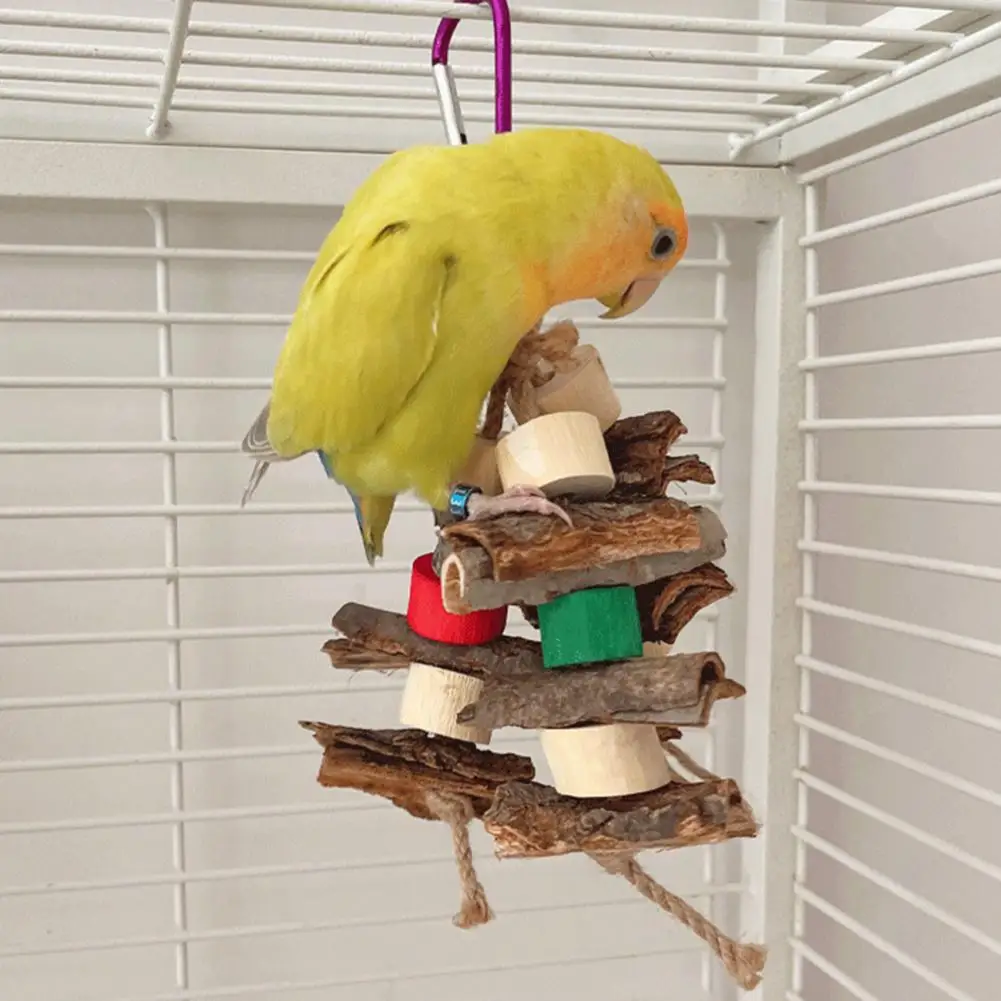 

Safe Pet Toy Wooden Bird Perch Toy Bite-resistant Stand for Small to Medium Birds Relieve Boredom Enhance Cage for Parrots
