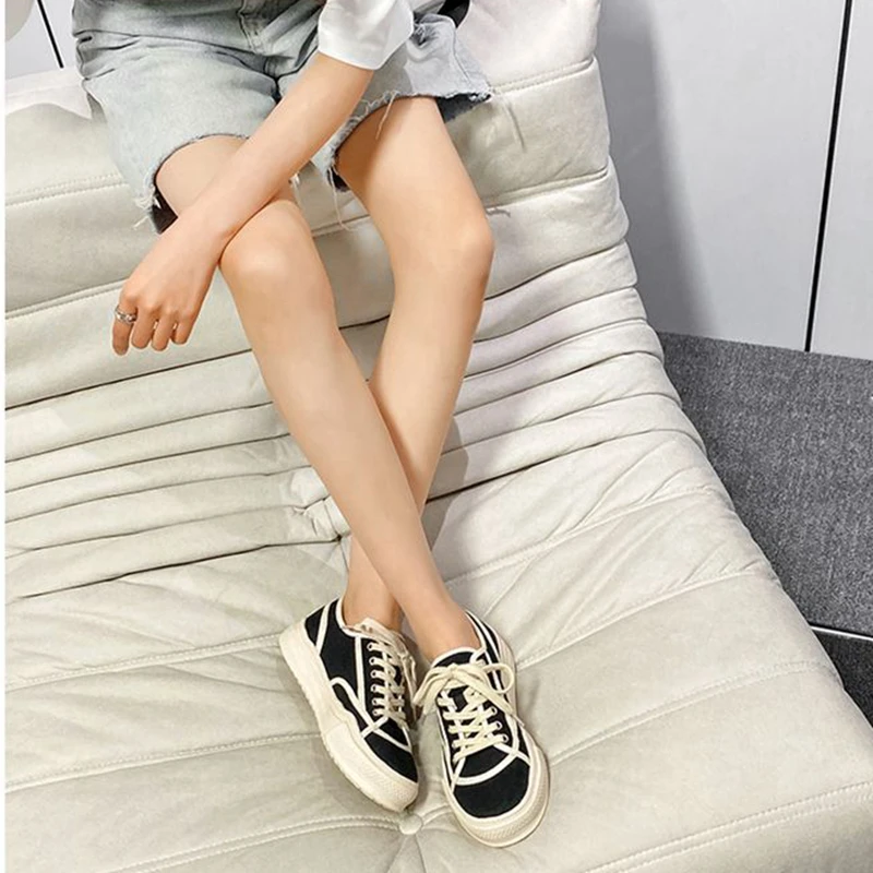 Autuspin Women Flat Vulcanized Sneakers Retro Canvas Women's Sports Shoes Casual Baskets Femmes Tendances 2023 Moccasins Zapatos