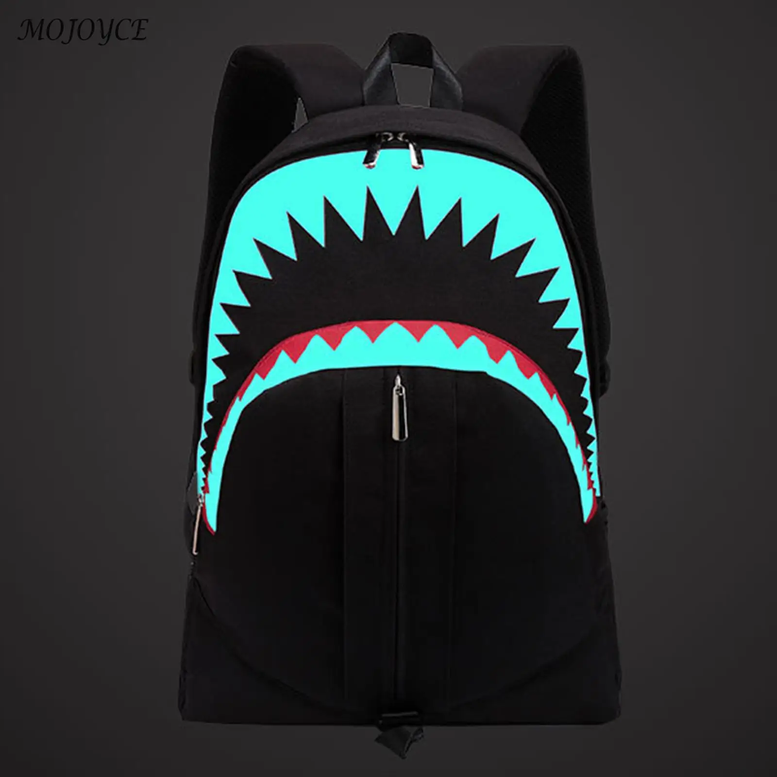 

Men Fashion Laptop Backpack Night Luminous Shark Mouth Pattern Laptop Rucksack Large Capacity Business Trip Bag