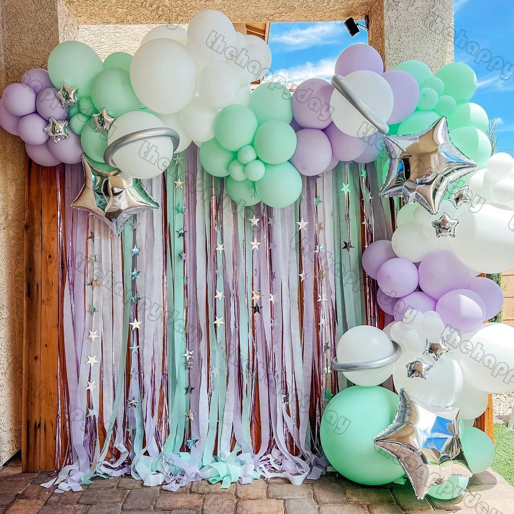 

Astronaut Balloon Arch Macaron Purple White Green Balloons Garland Kit Star Outer Space Kids Birthday Baby Shower Party Backdrop