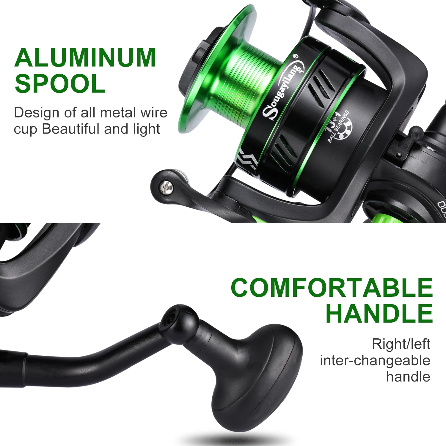 Sougayilang Fishing Reel Spinning 13+1BB Carp with Metal Spool Max Drag 33LB Pesca for Saltwater Gift Line | Спорт и развлечения
