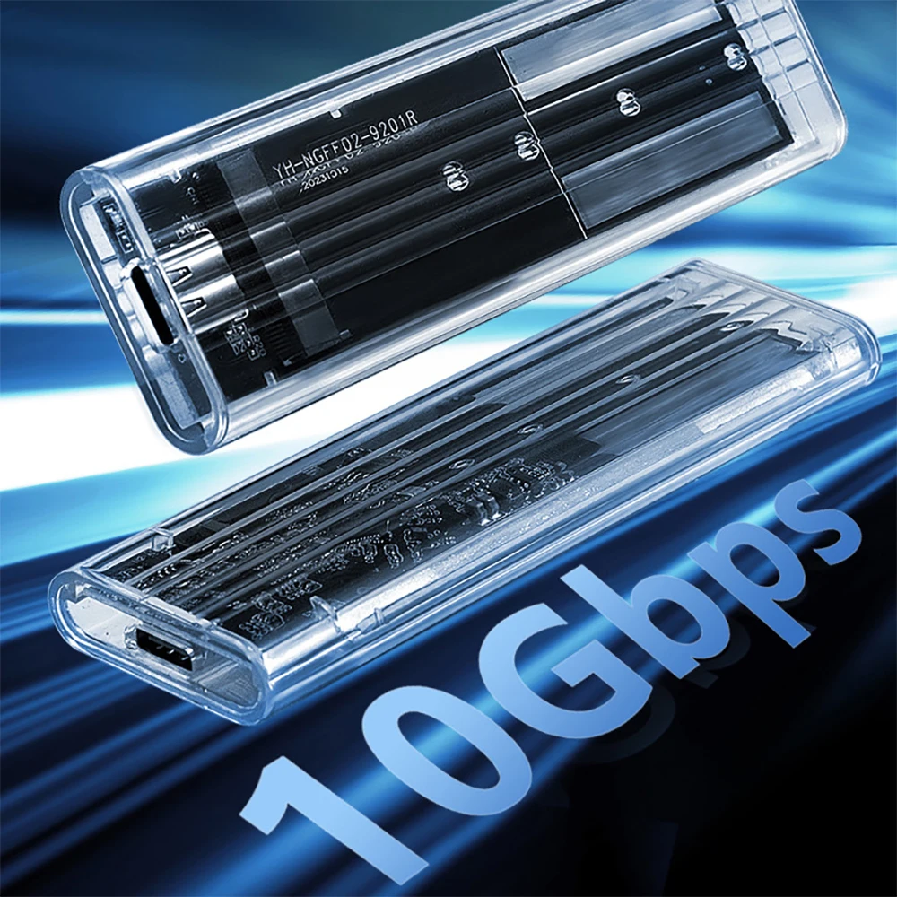 Фото Корпус M.2 NVME SATA SSD USB3.1 Gen1, прозрачный внешний жесткий диск, бесплатный инструмент, адаптер корпуса 10 Гбит/с для 2230 2242 2260 2280 №2