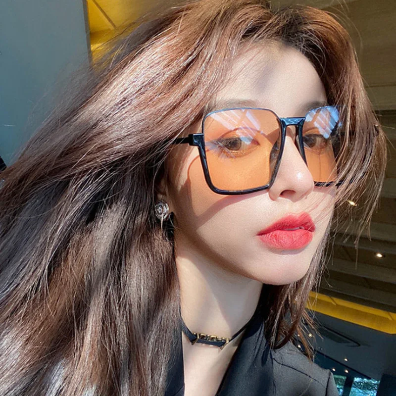 

Очки солнцезащитные женские квадратные без оправы, модные большие солнечные очки в стиле стимпанк, с защитой от ультрафиолета, BGN86282