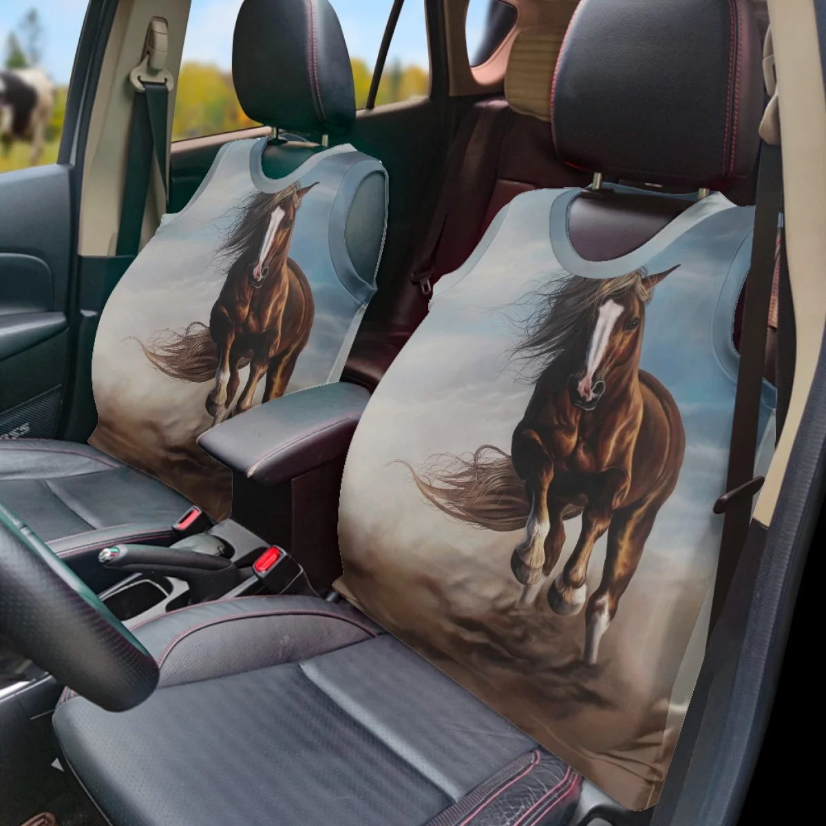 Чехол на сиденье автомобильный с изображением лошадей комплект из 2 предметов