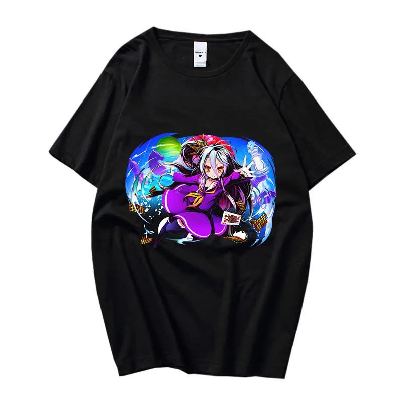 

No Game No Life T-shirts 100% Cotton Prevalent Shirt Manga Graphic Short Sleeve Fashion Women/men Shirt Cute Slight Strech Tees