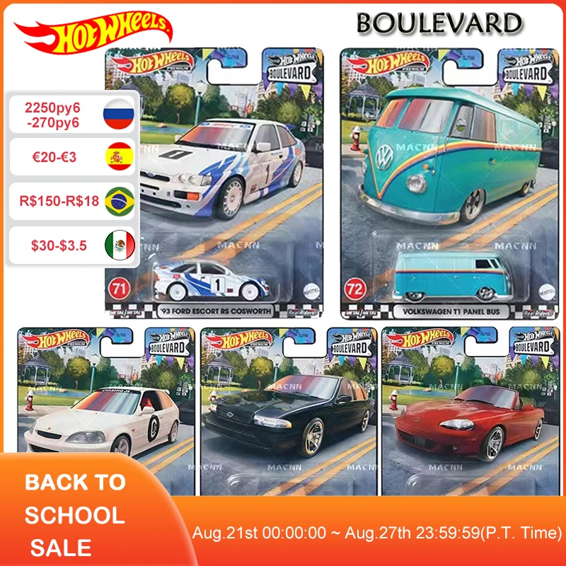 

Original Hot Wheels Automobile BOULEVARD Premium Models 1/64 Volkswagen Bus Honda Civic Van Car Toys for Boys Metal Real Riders