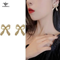 xiaoboacckorean fashion s925 silver post temperament earrings vintage bowknot pearl earring women