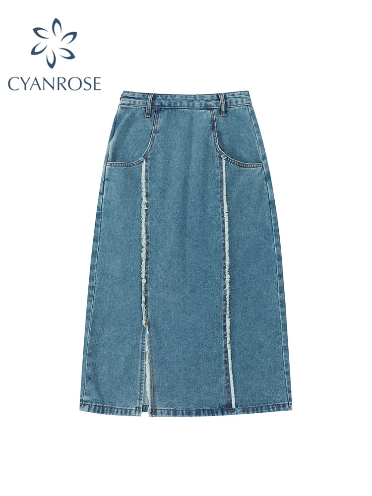 

Vintage New Denim Skirts Women A-line Skirt High Waist Split Skirt Casual Loose Korean Trendy Streetwear All-match Women Clothes