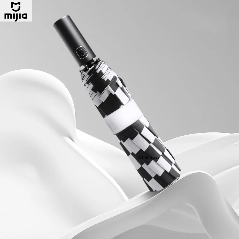 

Клетчатый ретро-зонт Mijia, креативное черно-белое бритье 10 костяных элементов