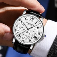 top brand luxury leather wristwatch men business quartz watches mens box date waterproof chronograph watch relogio masculino