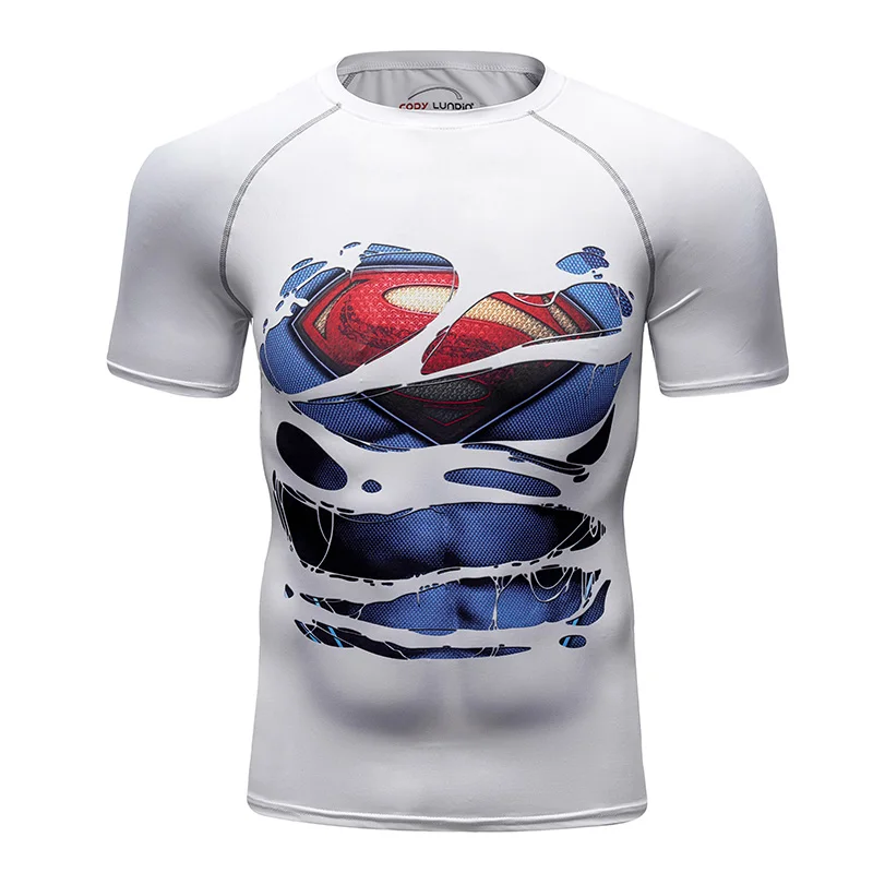 

New Man Short Sleeve Sport Shirt Men Quick Dry MMA T shirts Compression Tights Men 3d Prints Tee Tops Gyms Bodybuilding Rashgard