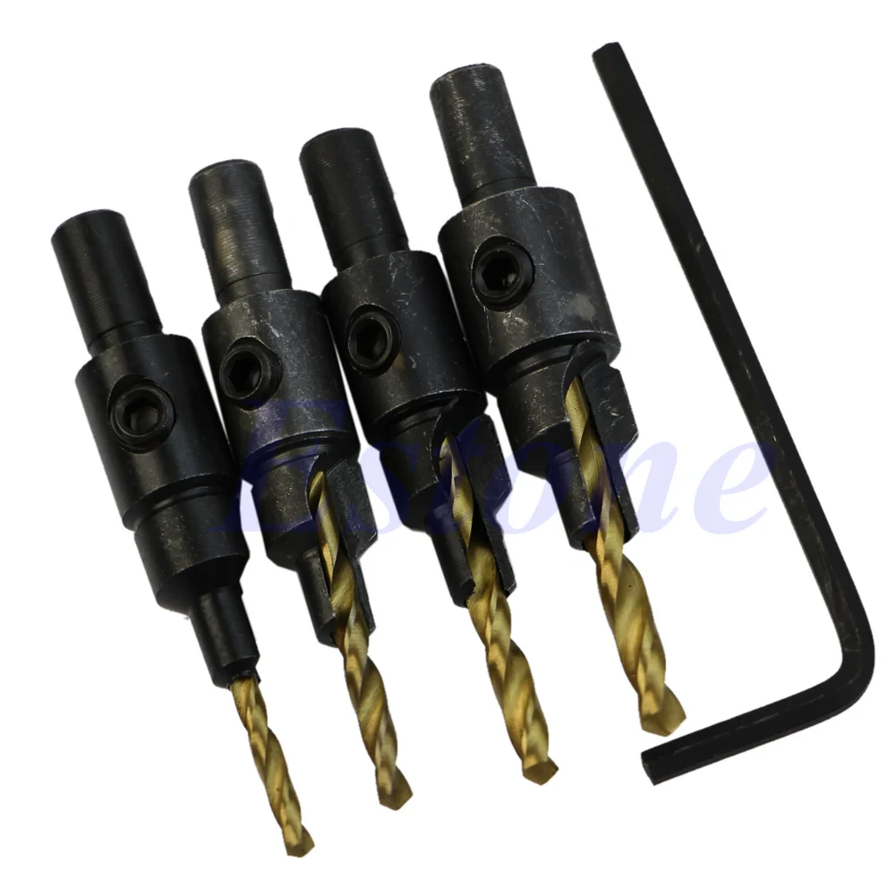 

#6 #8 #10 #12 HSS Countersink Drill Bit Set Shank Screw 4Pcs Drop Shipping