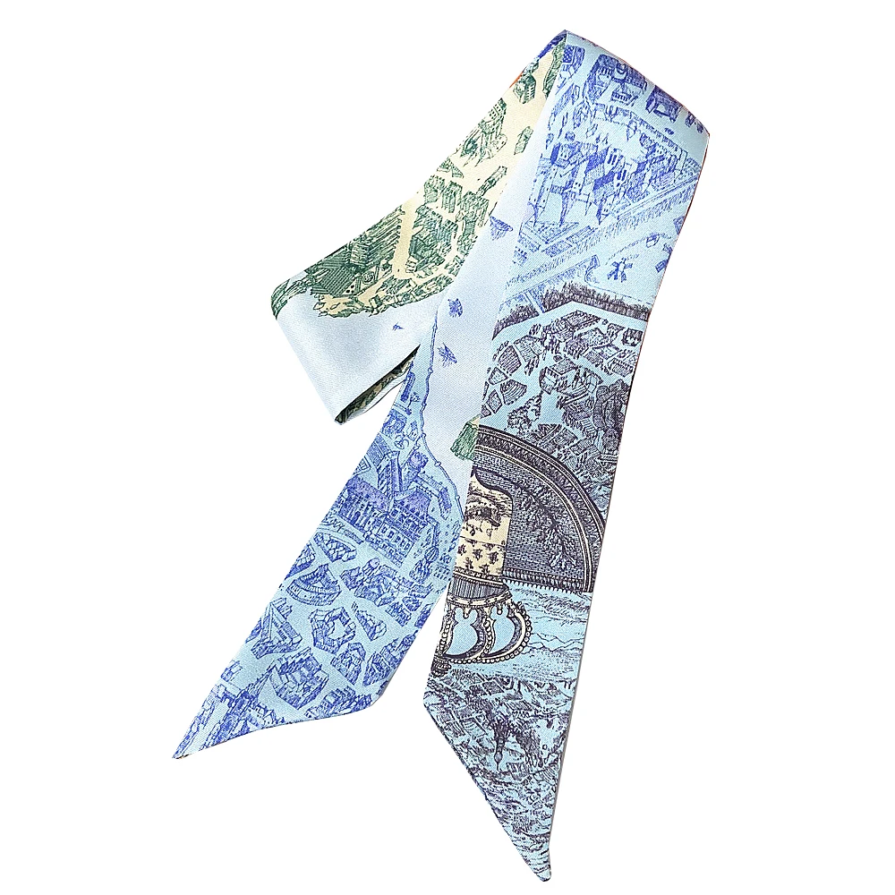 

Ремешок для сумки маленький женский шелковый шарф повязка на голову длинные шарфы аксессуары для сумок галстук Бесплатная доставка 95 см * 5 см дворцовый Печатный хиджаб