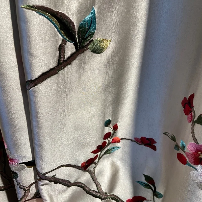 Китайские Красные занавески в стиле ретро с вышивкой пионов классические шторы