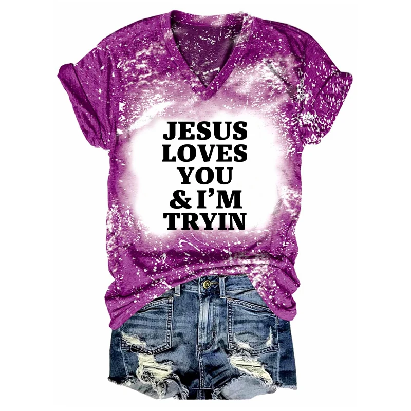 

Женская хлопковая Футболка Rheaclot с изображением Иисуса и надписью «Love YOU & I TRVIN»