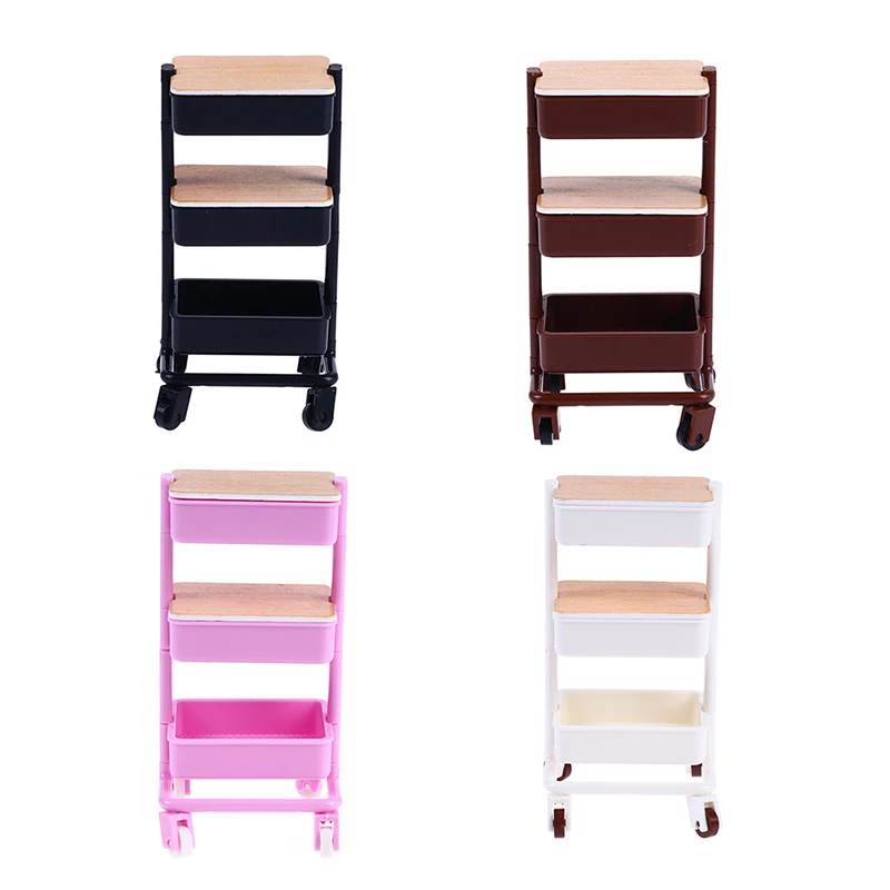 

1:12 Dollhouse Miniature Mobile Trolley Dining Car Rack Bookshelf With Wheels Storage Display Rack Dollhouse Furniture Accessor