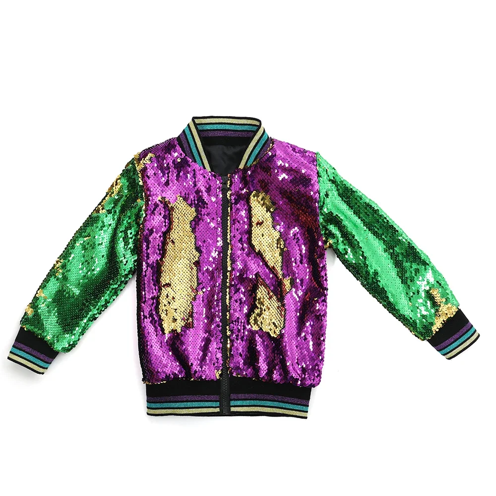 Фото Ruffkids Mardi Gras Mommy And Me Одинаковая верхняя одежда для девочек и женщин Весенняя мода Топы с длинными рукавами Пальто на молнии Детская куртка с пайетками №4