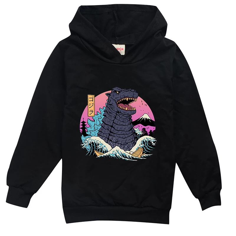 Детская тонкая толстовка с капюшоном Godzilla Kong пуловер для мальчиков мультяшным
