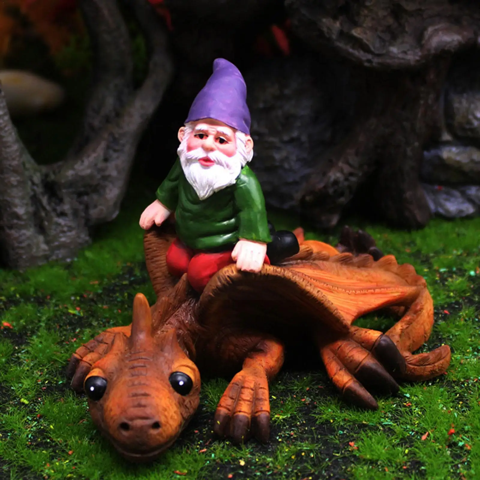 

Mini Gnome Statues Resin Fairy Garden Dwarf Riding Landscape Outdoor Ornament DIY Ornament Figurine Yoga Fairy Dinosaur Mic G2G2