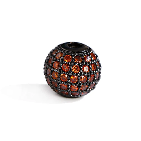 Бусины YVIESIO JEWELRY ACCESSORIES 10 мм, оранжевые и красные цирконы, медные разделители