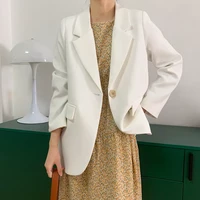 2021 new women spring coat turn down collar white blazer feminino vintage ladies coat casaco feminino tops for women clothes