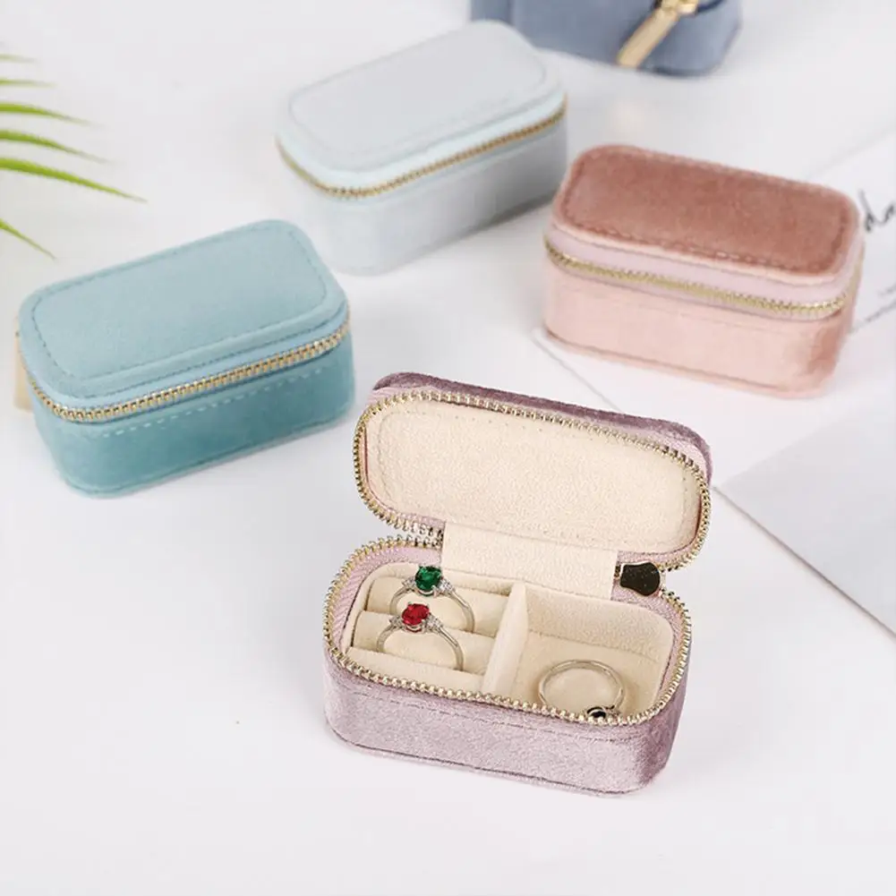 

Mini Velvet Jewelry Organizer Box Necklace Earring Packaging Box Ring Holder Jewelry Organizer Jewelry Packaging Display Box