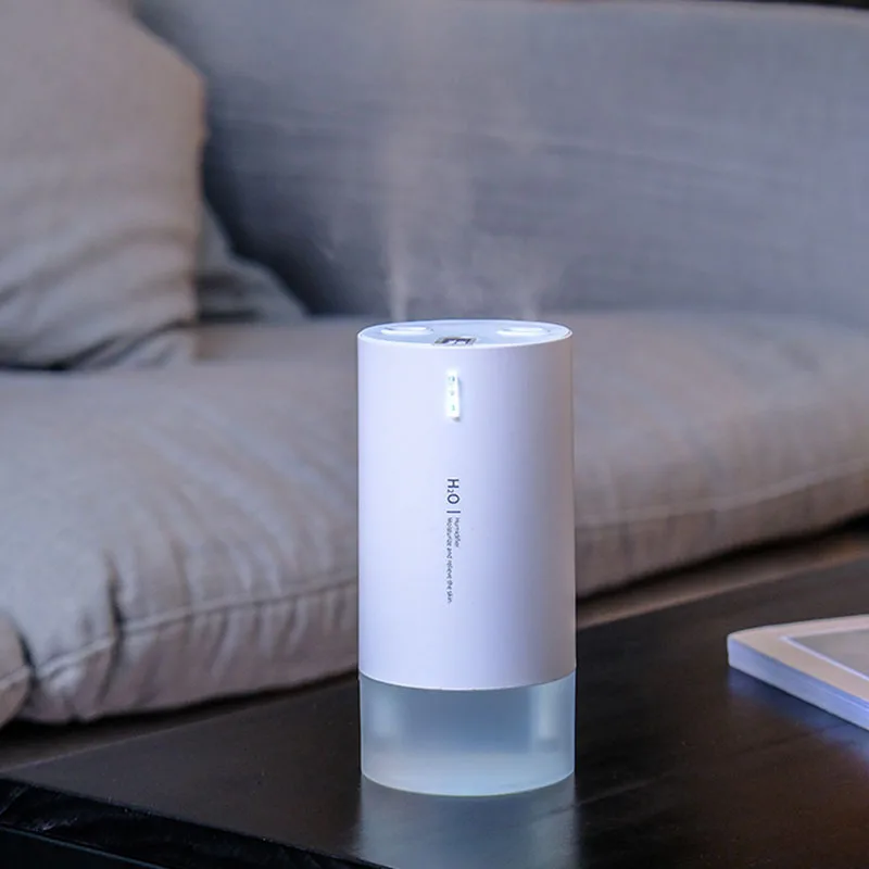 

430Ml Dual Spray Humidifier USB Charging Atmosphere Lamp Car Indoor Purification Moisturizing, White