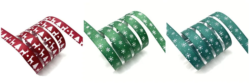 5Yards 10mm Christmas Ribbon Printed Grosgrain Ribbons for Gift Wrapping Wedding Decoration Hair Bows DIY |