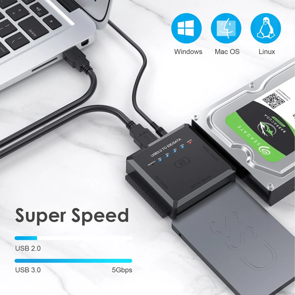 

Адаптер для жесткого диска USB 3,0 к IDE/SATA с источником питания 12 В, 2 А