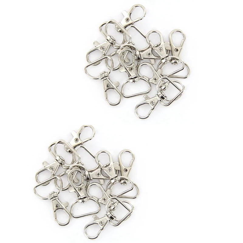 

30Pcs 23Mm X 38Mm Silver Color Swivel Carabiners