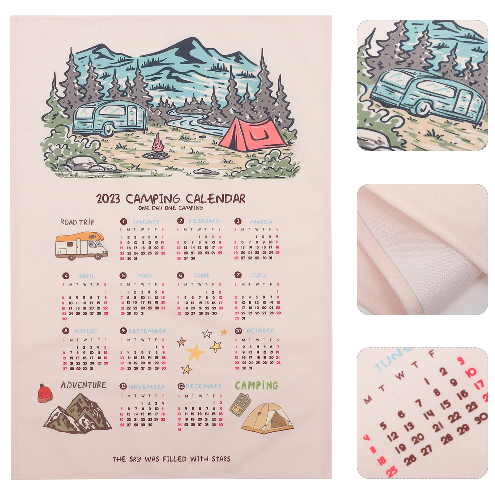 

Calendar Wall Cloth Background Hanging Tapestry Year New Planner Towel Photography 2023 Camping Room Prop Poster Yearly Vertical