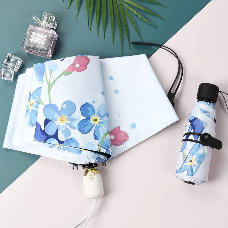 

Automatic black rubber sunscreen UV protection tri-fold sunny rain dual-use five-fold umbrella