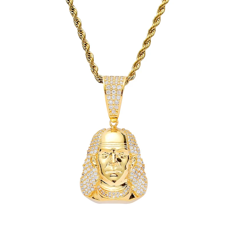 Хип-хоп AAA CZirconia Paved Bling Iced Out Benjamin Frankl Подвески в виде персонажей Ожерелье для