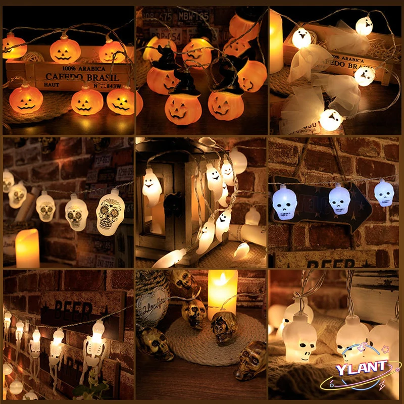 

New Halloween LED String Halloween Light Pumpkin Skull Bat DIY Hanging Lamps Halloween Decoration For Home Outdoor Holiday Party