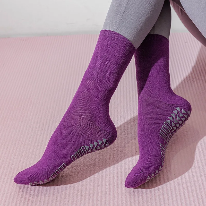1 Pair Cotton Women Yoga Socks Ladies Anti Slip Silicone Gym Pilates Ballet Socks Fitness Sport Dance Sock Breathable Elasticity