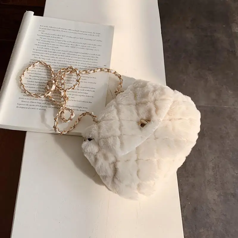 

Маленькая сумка с ворсом для женщин, модный универсальный мессенджер на цепочке с кристаллами, весна-лето